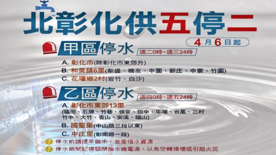 彰化停水分區輪流供水 4/6起供五停二抗旱 | PeoPo 公民新聞