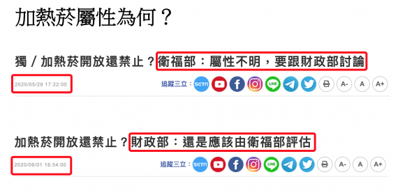 衛福部與財政部互踢皮球多年,至今加熱菸屬性依然不明,導致執法困難。