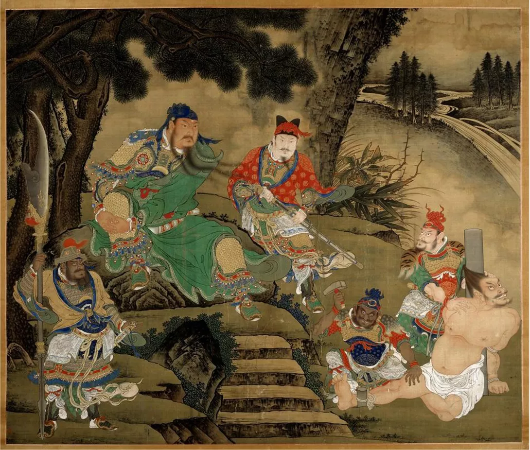 15世紀初畫家商喜創作的《關羽擒將圖》,現收藏於北京故宮博物院。(圖翻拍自網路
