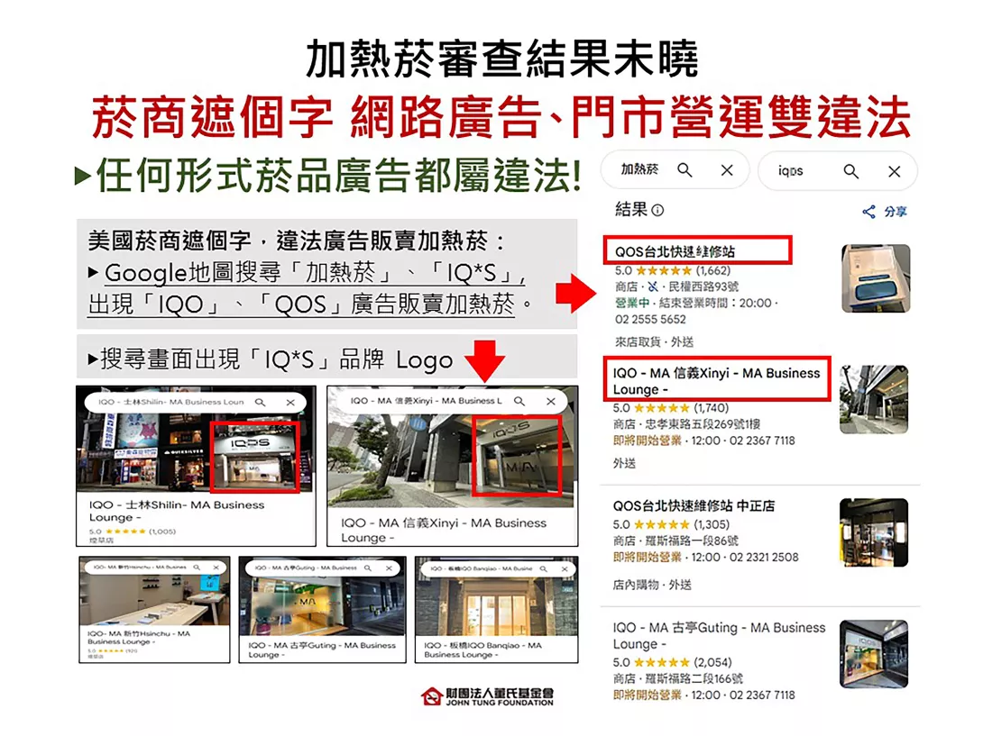 加熱菸審查結果未揭曉 美國菸商遮個字 網路廣告、門市營運雙違法
