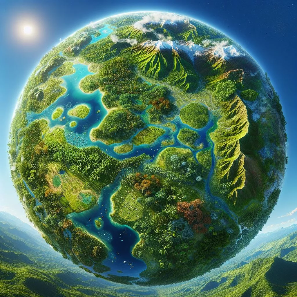 A lush green Earth