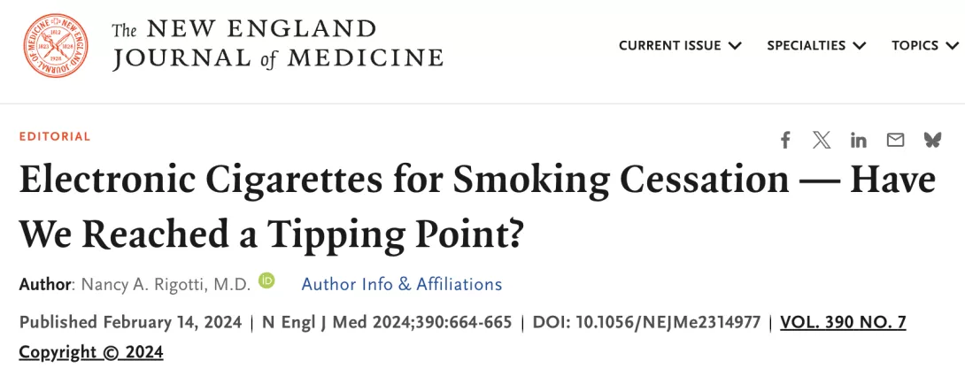 NEJM-Vaping helps quit smoking
