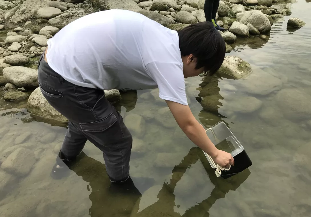 利用自製窺箱來看水下世界~