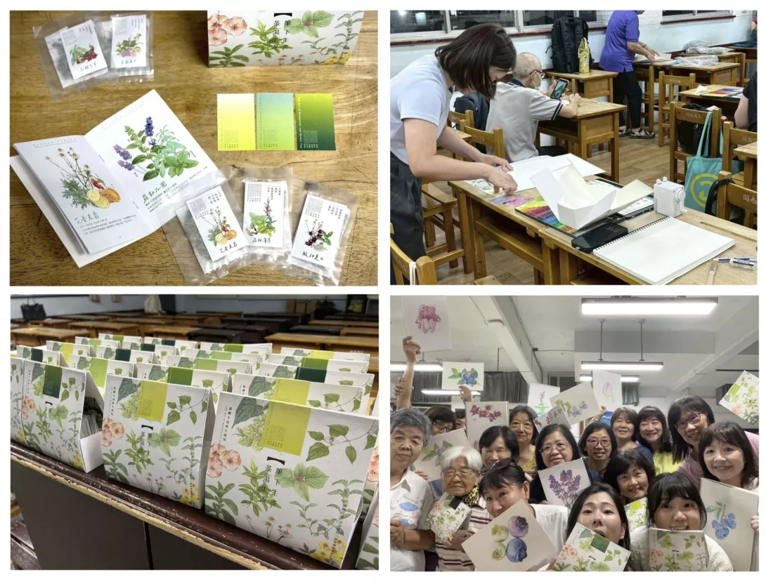 余佳諭老師與「色鉛筆繪植物」班學員,攜手展開聯合創作。
