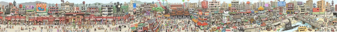 《三峽老街漫遊趣》漫畫長卷圖。(資料照片)