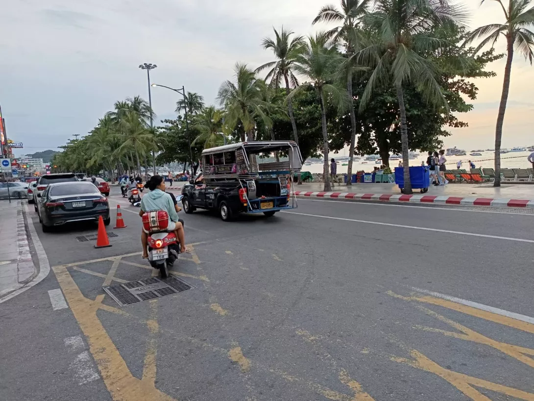 周末泰國芭達雅街上 遊客明顯減少